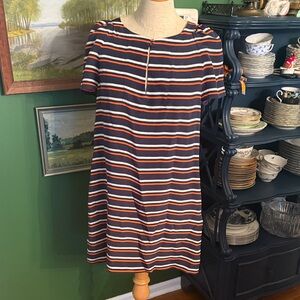 Vintage Silk J. Crew Multicolor Striped Shift Dress